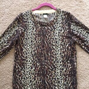 J Crew Merino Animal print wool pullover sweater